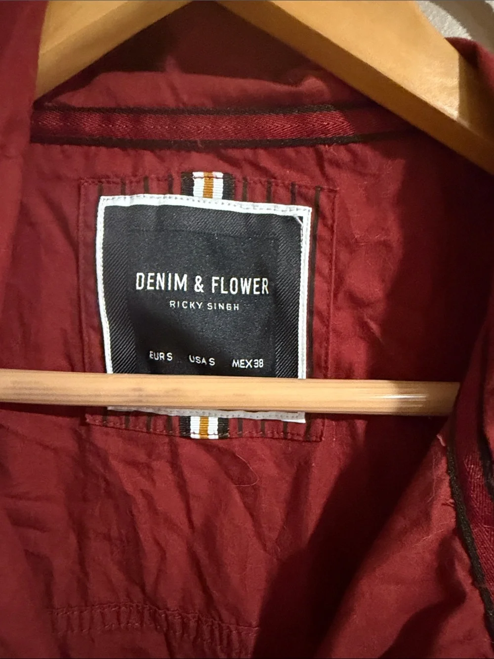 Denim & Flower Men's Hooded Windbreaker in Deep Red